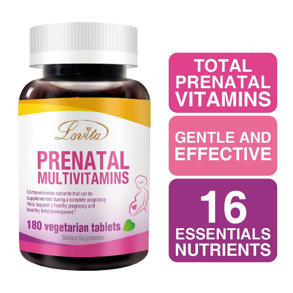 LOVITA Prenatal Vitamins with Iron 27 mg, Folic Acid 800 mcg & Calcium, Vegan Prenatal Vitamins for Women During and Post Pregnancy, 540 Tablets