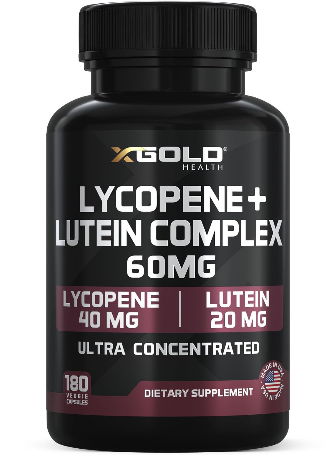 X Gold Health Lycopene 5% + Lutein Supplement 60mg Capsules, 180 Capsules