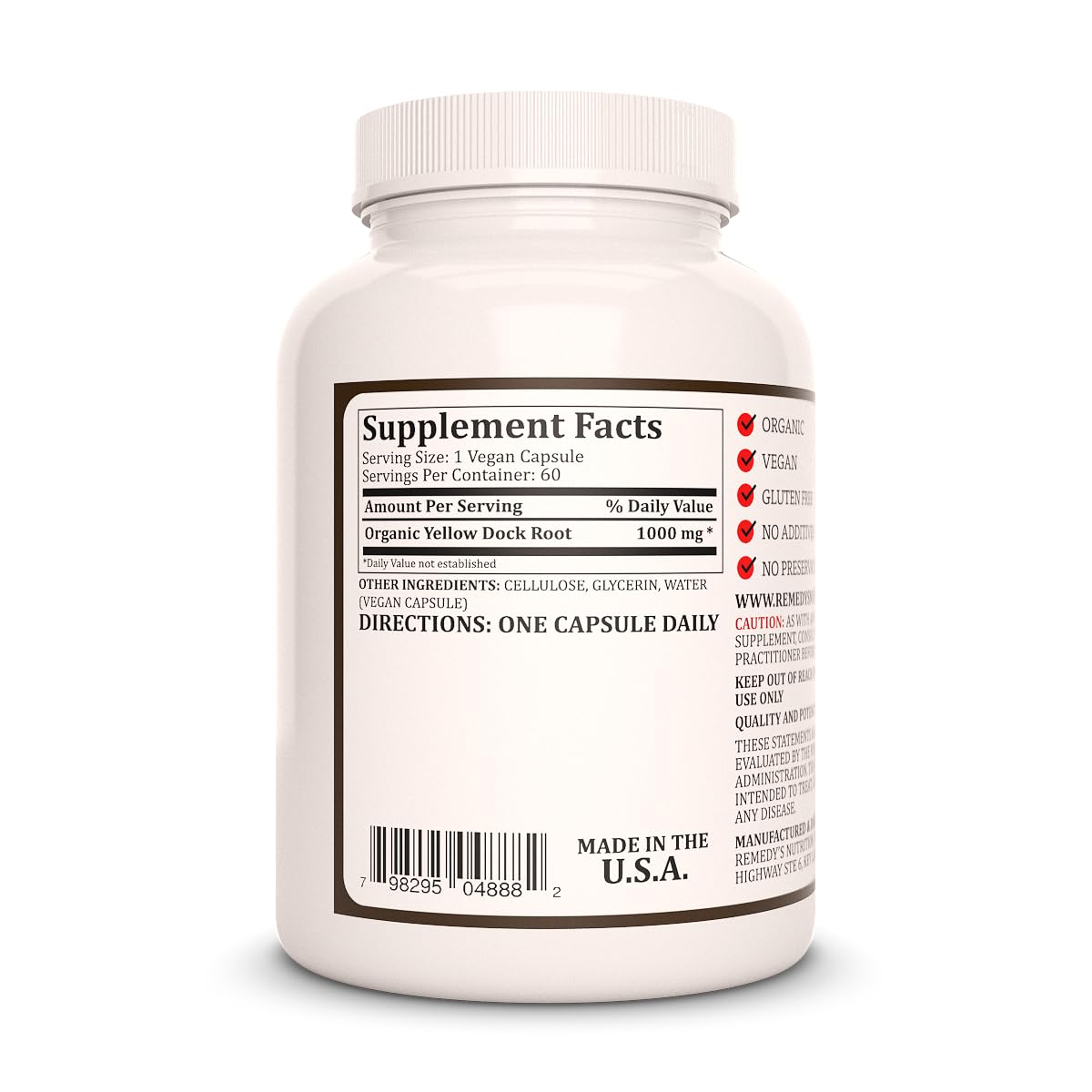 Remedy’s Nutrition White Willow Bark 1000 mg Capsules, 60 Count