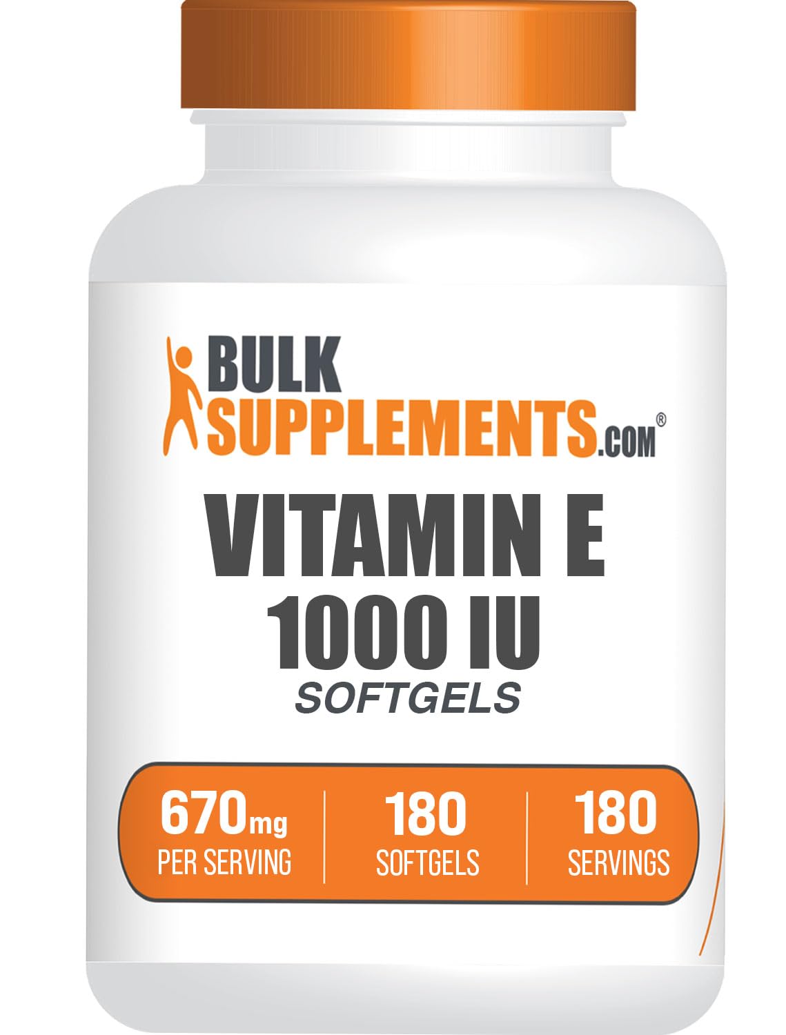 BulkSupplements Vitamin E 1000 IU Softgels, 180 Count