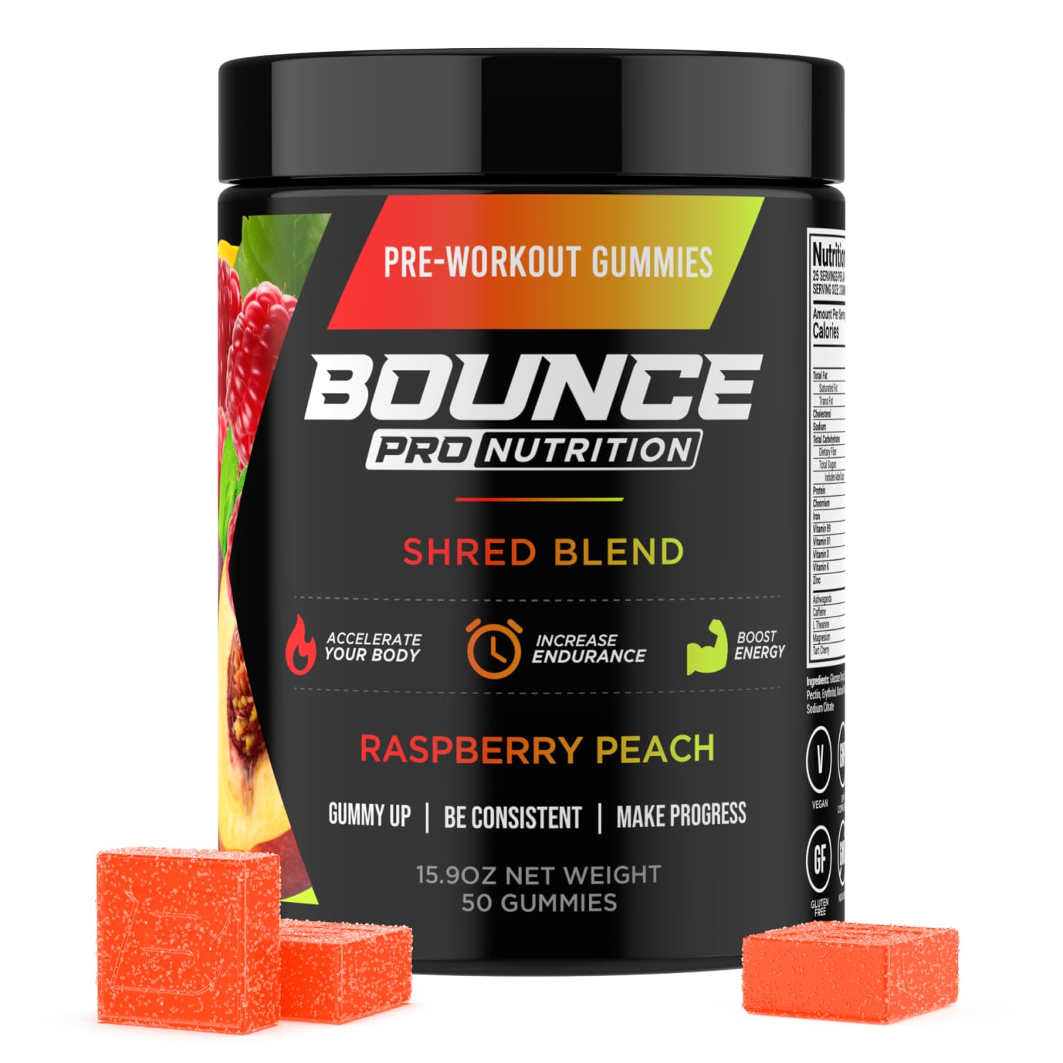 Bounce Pro Shred Blend Pre Workout Gummies 50 Gummies