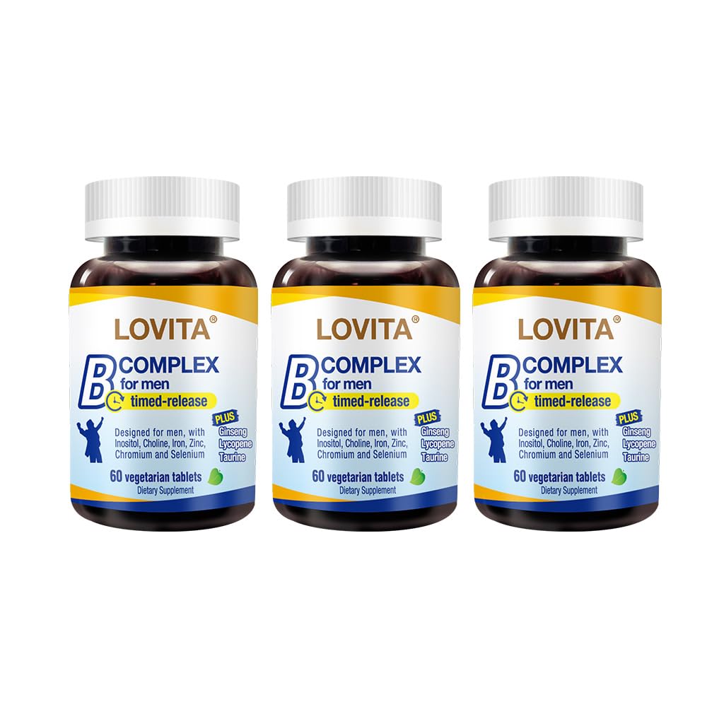 LOVITA Men's 8-Hour Time-Release B Complex Tablets, 180 Count