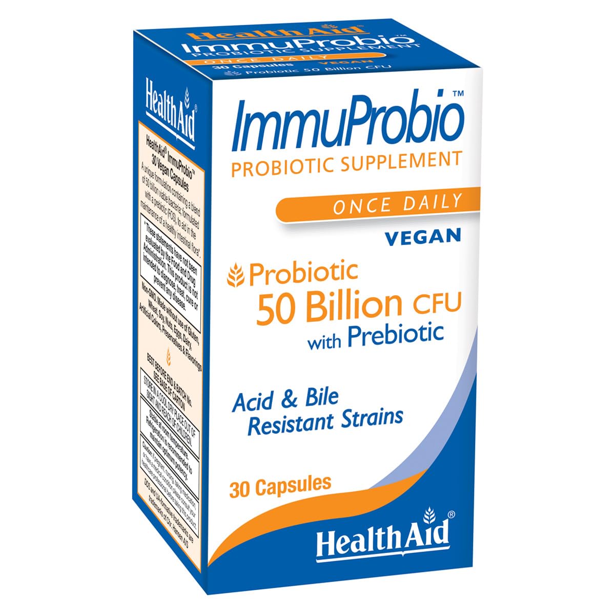 HealthAid ImmuProbio 50 Billion CFU with Prebiotic Capsules, 30