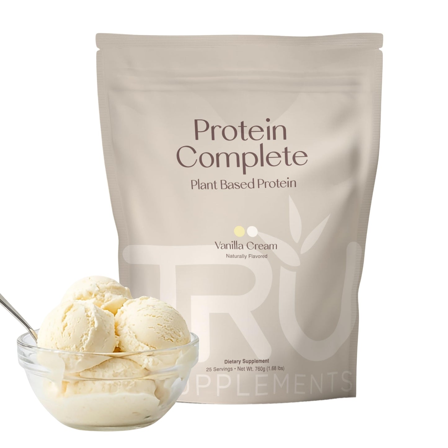 TRU Supplements Plant Based Protein Powder, 25 Servings, Vanilla Cream