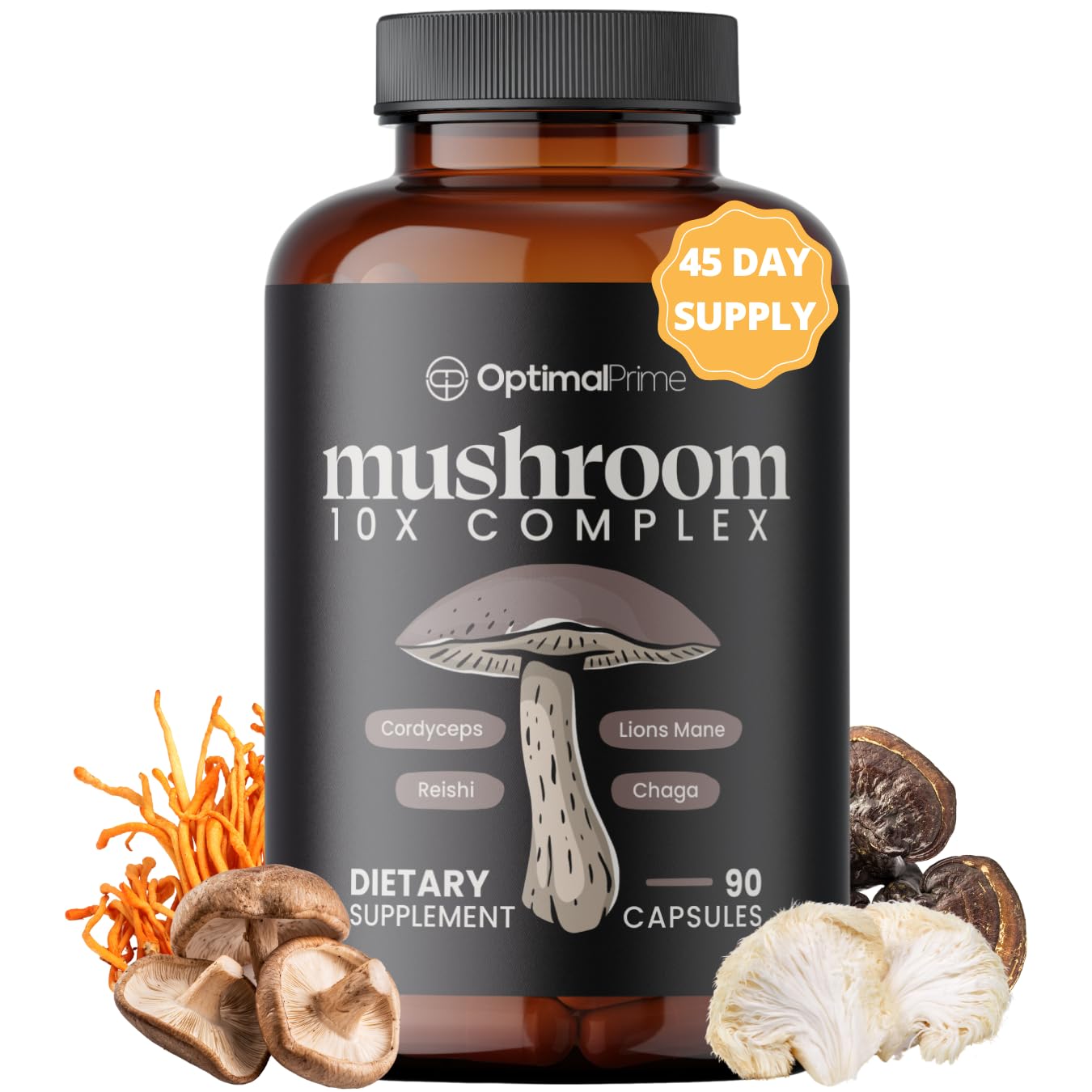 Optimal Prime 10x Mushroom Complex Supplement Capsule 90 Count