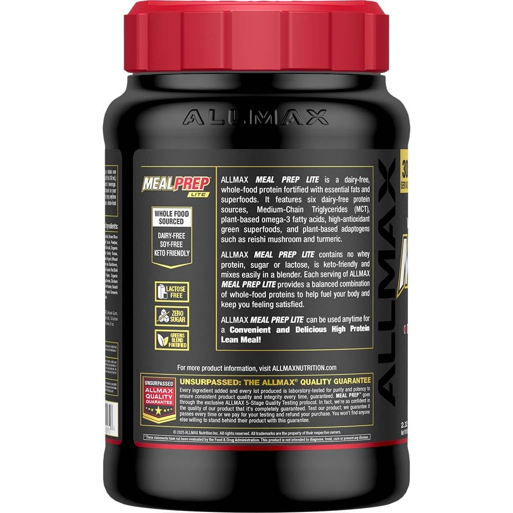 ALLMAX MealPrep Lite Whole-Food Protein Powder Double Chocolate Fudge, Powder, 37 Servings