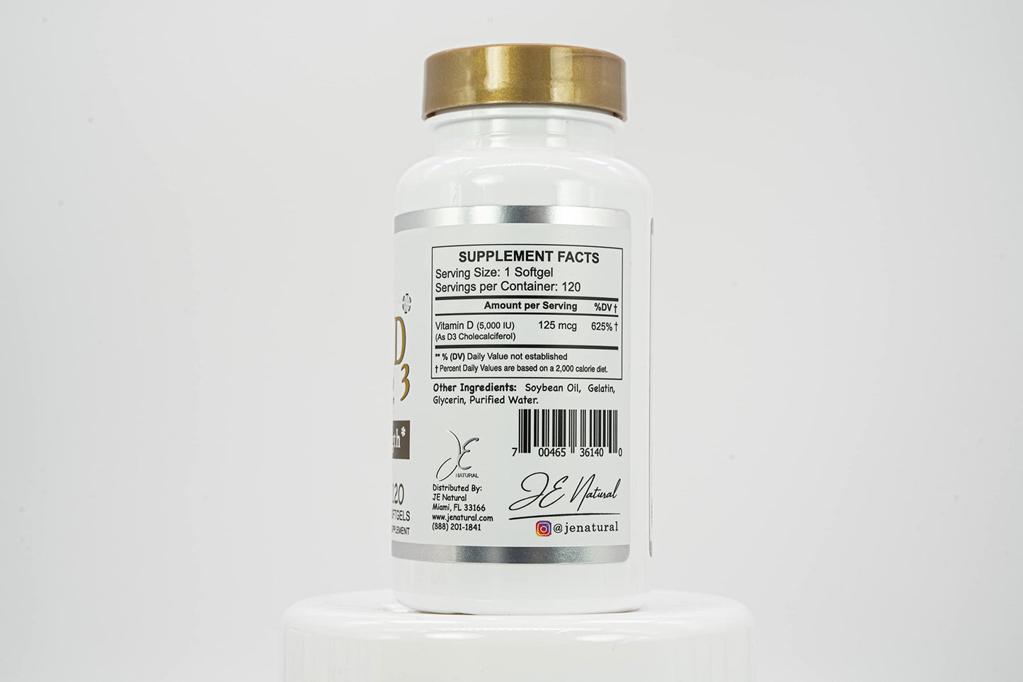 Generic JE Natural Vitamin D3 5,000 IU (Cholecalciferol) Softgels 120 Count