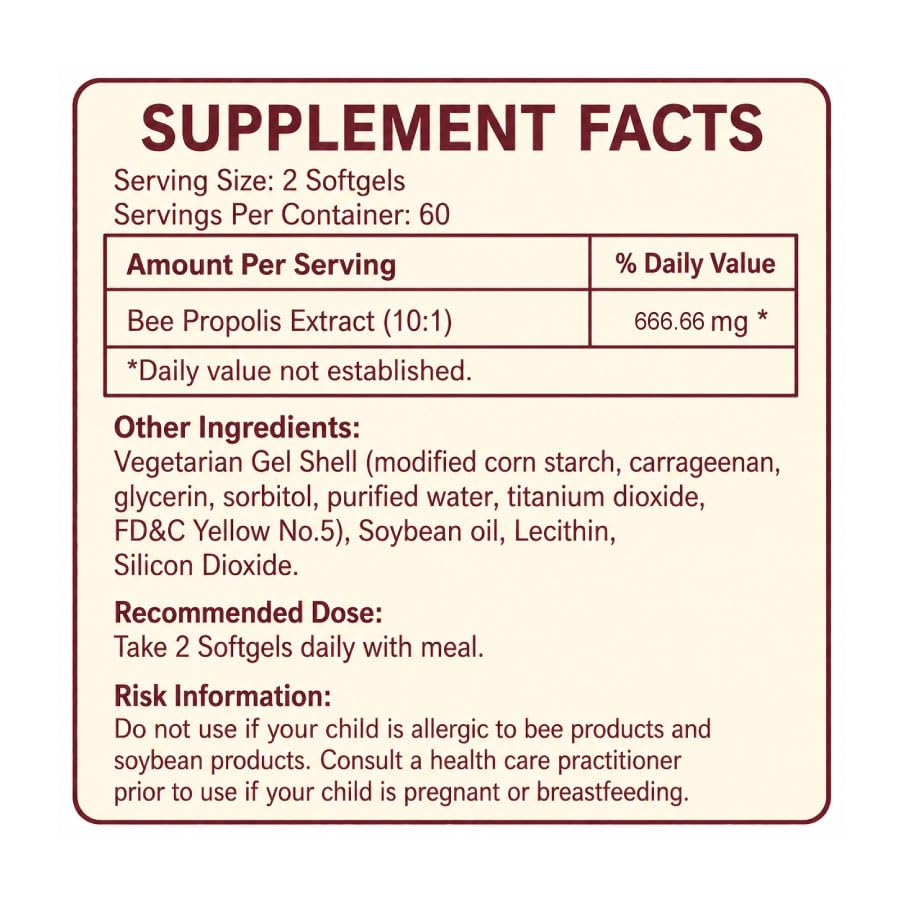 Generic Wild Apiary Brazilian Green Bee Propolis Vegetable Softgels, 360 Count