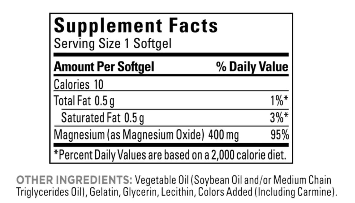 Nature Made Extra Strength Magnesium 400 mg Softgels, 180 Count