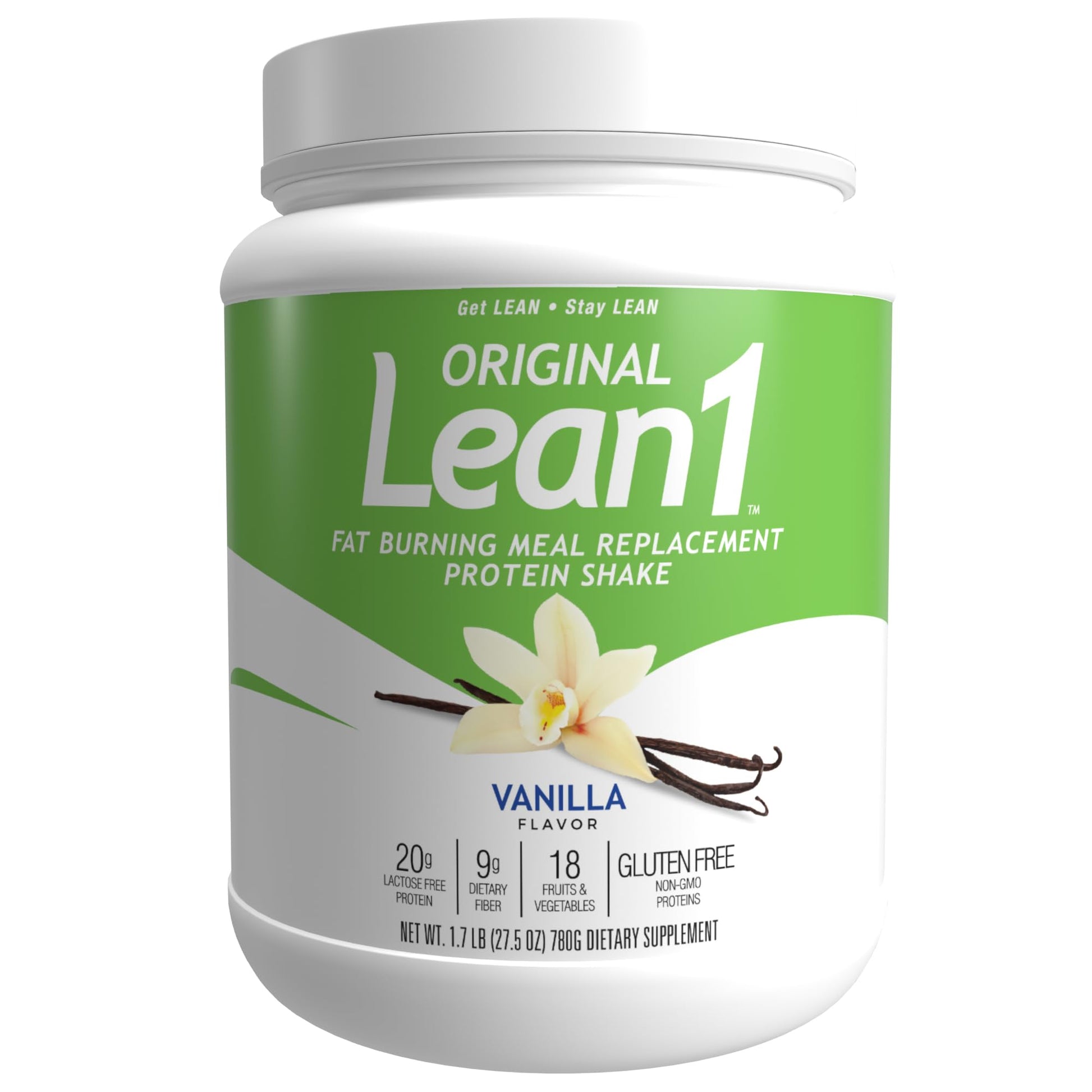 LEAN1 Lean 1 Fat Burning Protein Shake Vanilla Flavor Powder 27.5 Ounce