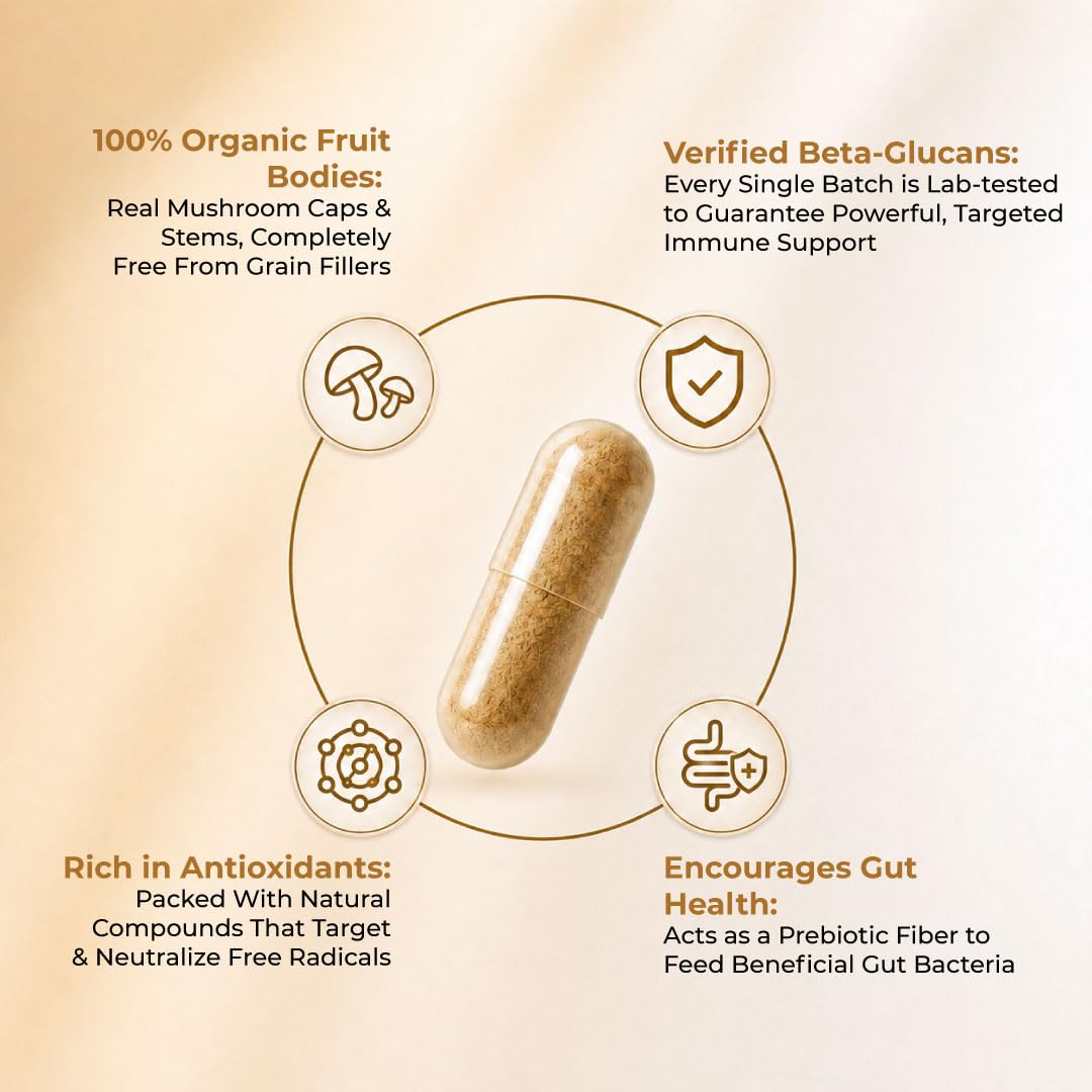 NooMost Lions Mane Supplement Organic Capsules With Ginkgo Biloba – Cognitive Health, Focus & Memory Support – Natural Superfood for Brain, Energy & Immune Health – Non-GMO – 60 Capsules