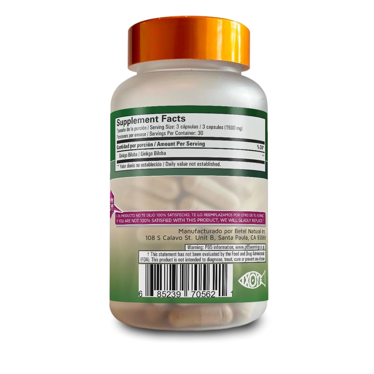 Betel Natural Ginkgo Biloba Capsule 1 Count