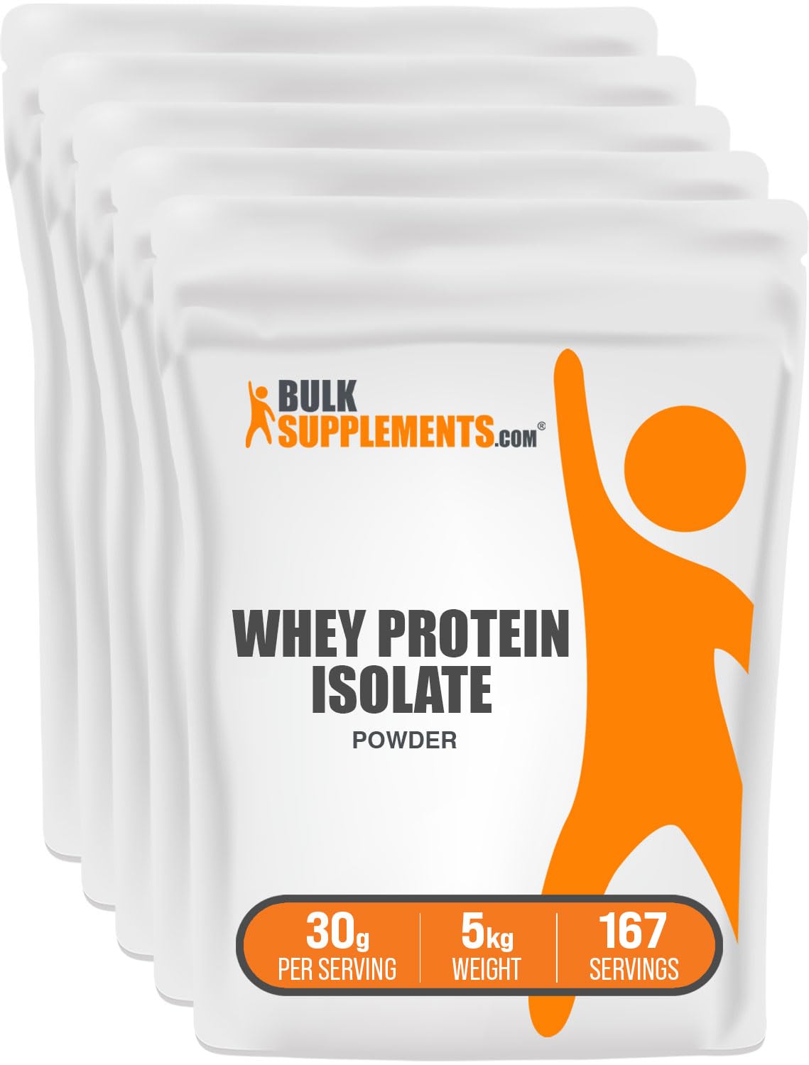 BulkSupplements Whey Protein Isolate Powder, Pack of 5, 2.2 lb