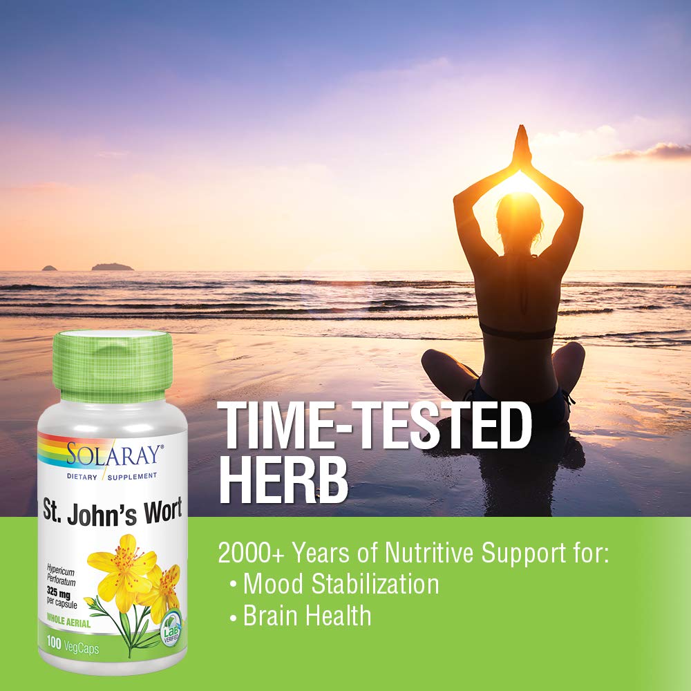 Solaray St John's Wort 325 mg Whole Aerial Capsule 100