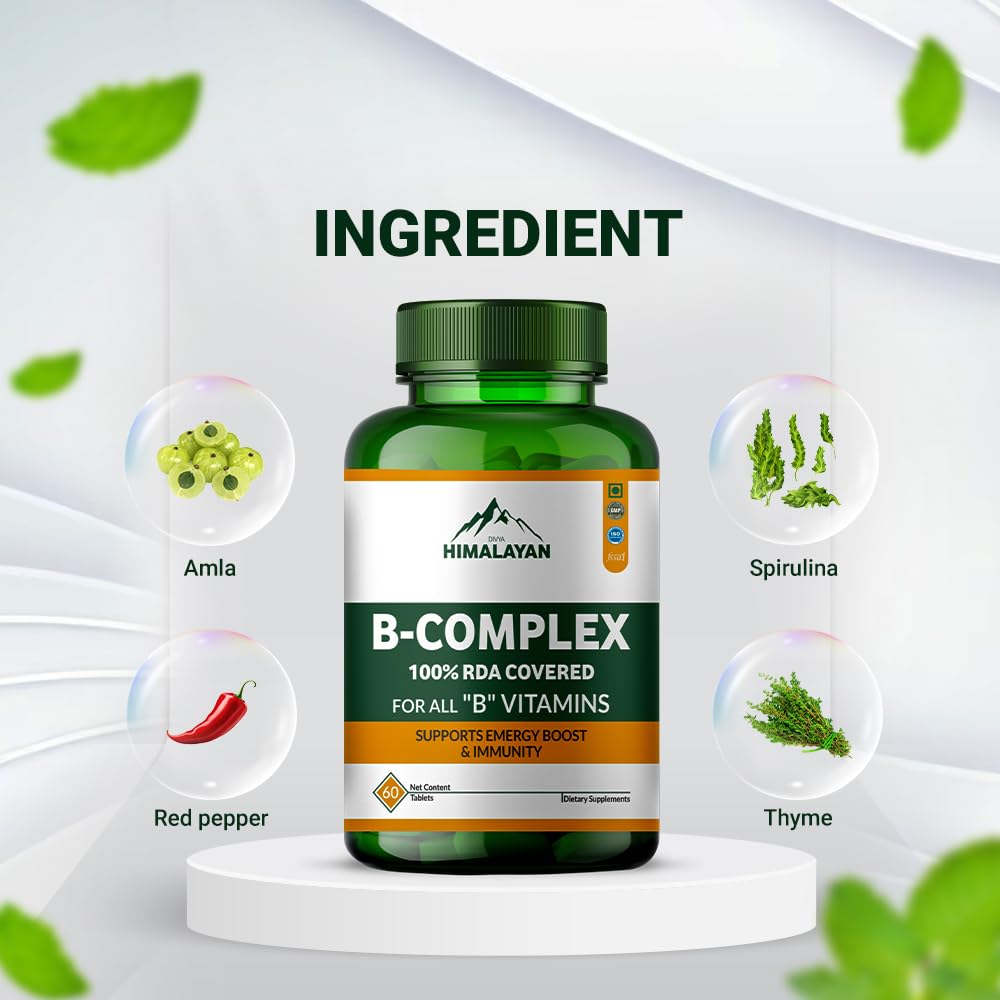 Divya Himalayan Plant Based Vitamin B Complex with Methylated B12 1000 mcg – 60 Tablets