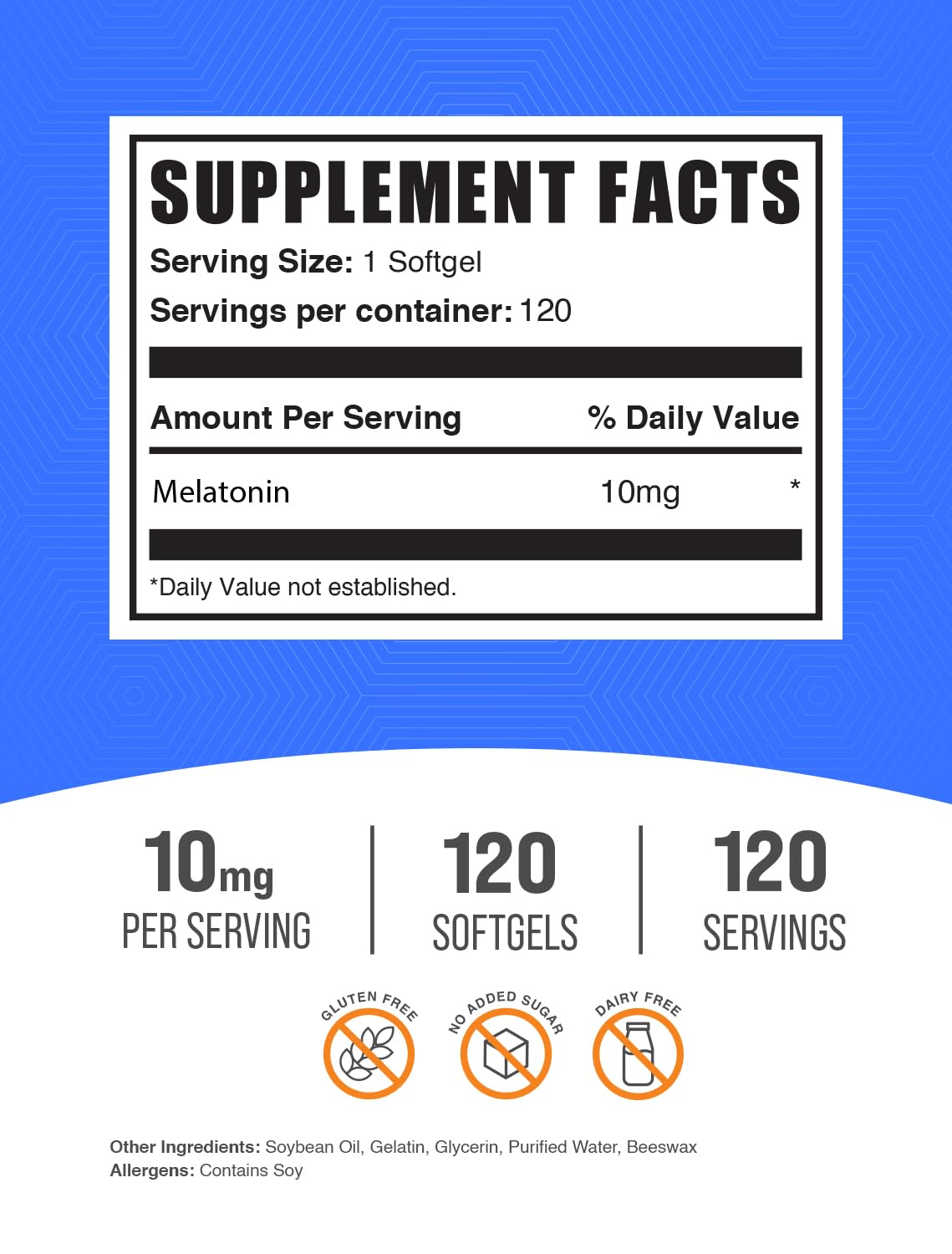 BulkSupplements Melatonin 10 mg Softgels 120 Count
