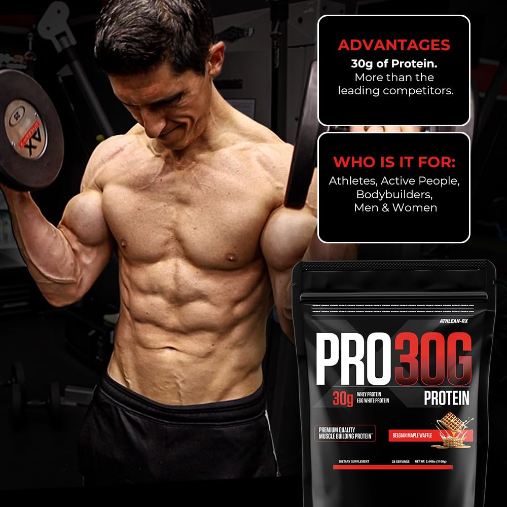 ATHLEAN-RX PRO-30G Premium Whey Protein Isolate Powder Chocolate Fudge Brownie Gluten-Free Low Sugar 44.48 oz