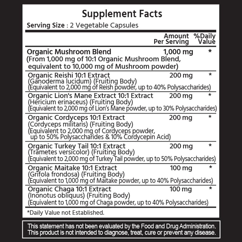 ML Naturals Mushroom Complex Capsules 120 Capsules