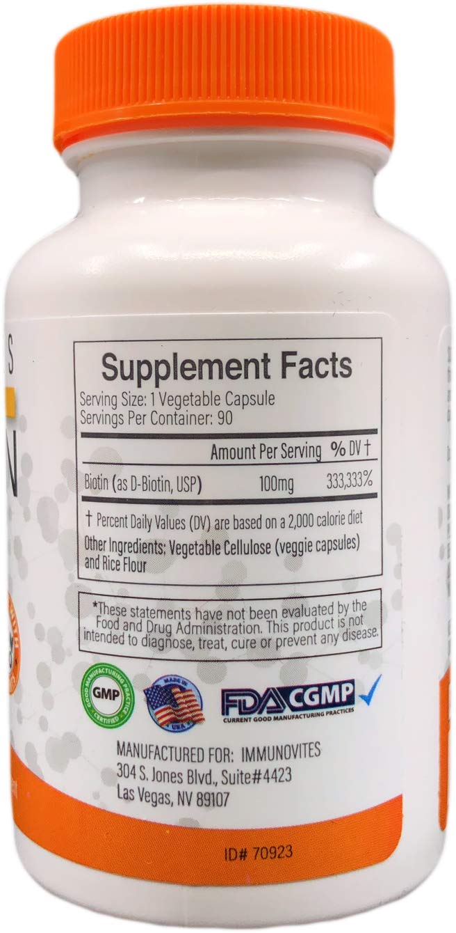 IMMUNOVITES Biotin High Dose 100mg, 270 Capsules