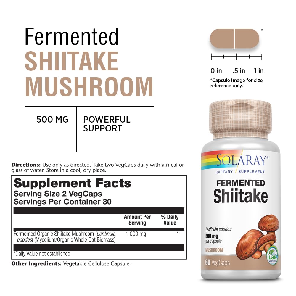 SOLARAY Fermented Shiitake Mushroom 500mg VegCap 60