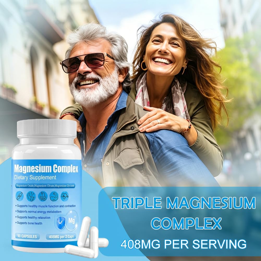 Dyeazirn Magnesium Complex for Women & Men, Magnesium Glycinate Oxide Citrate Capsules, 90 Count