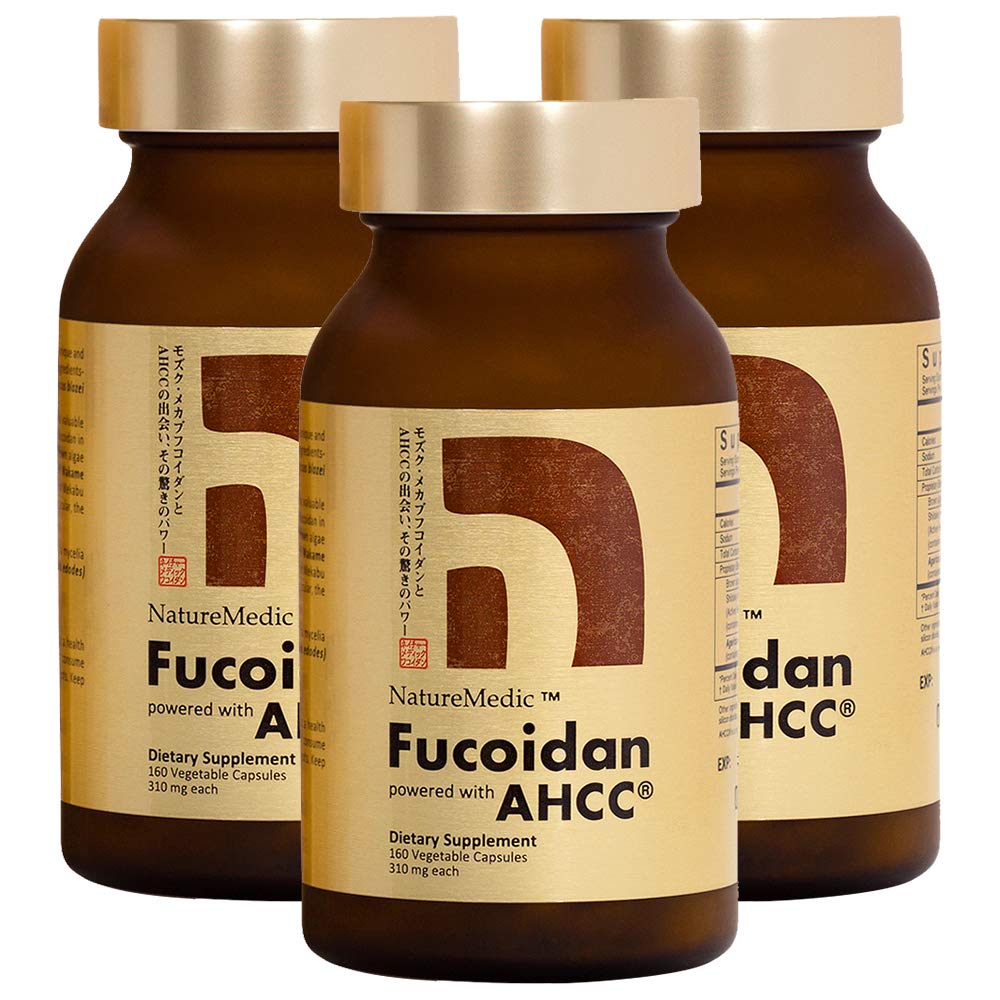 NatureMedic Fucoidan Powered with AHCC Brown Seaweed Immunity Supplement with High Purity Mekabu Mozuku Agaricus Vegetable Capsules, 504 Count