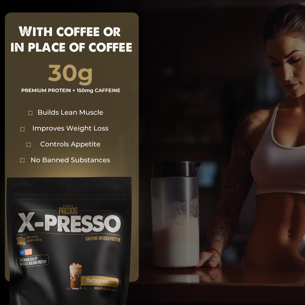 ATHLEAN-RX Xpresso Premium Caffeinated Protein Powder Cinnamon Dolce Latte, 2.78 lb