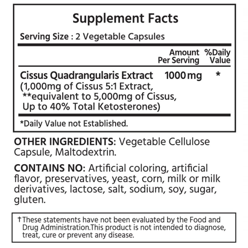 ML Naturals Cissus Extract 1,000mg Capsules, 240 Count