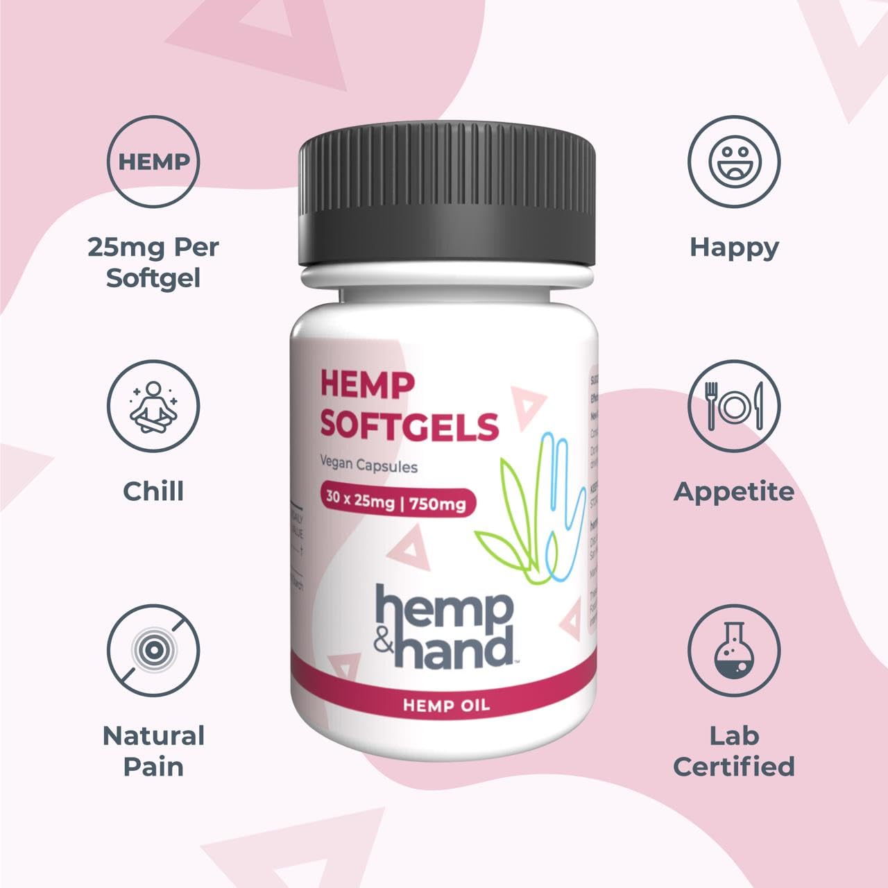 Hemp & Hand Hemp Softgels 750mg, 30 Count