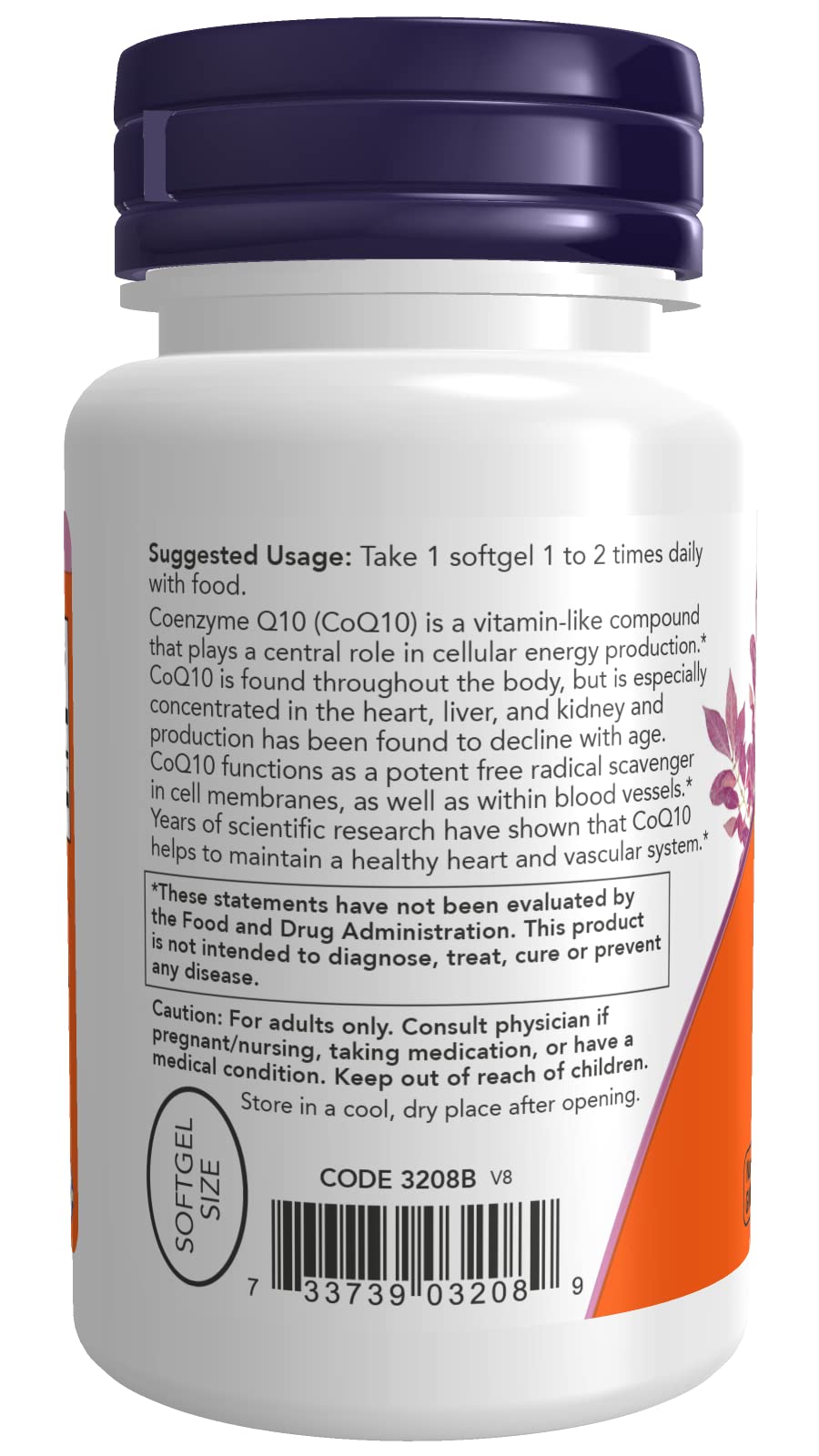 NOW Foods CoQ10 100 mg Capsule, 3 Capsules