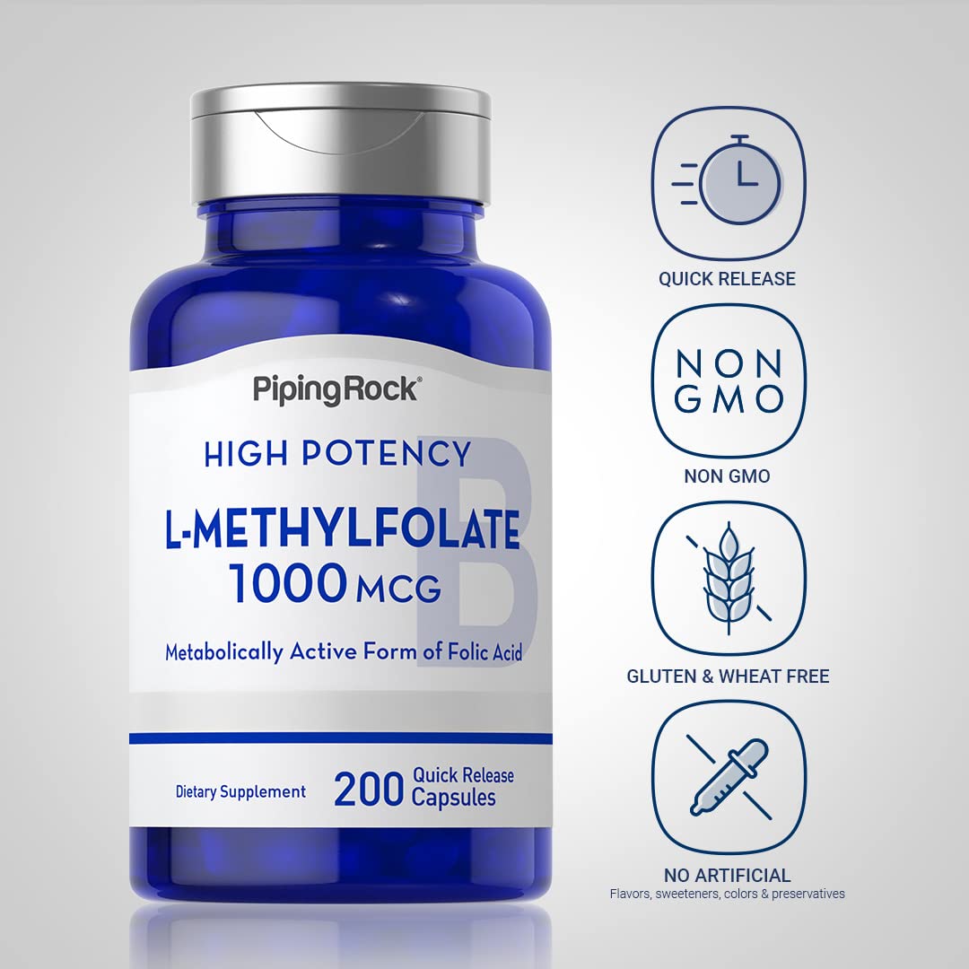Piping Rock L Methylfolate Supplement Capsule, 200 Capsules