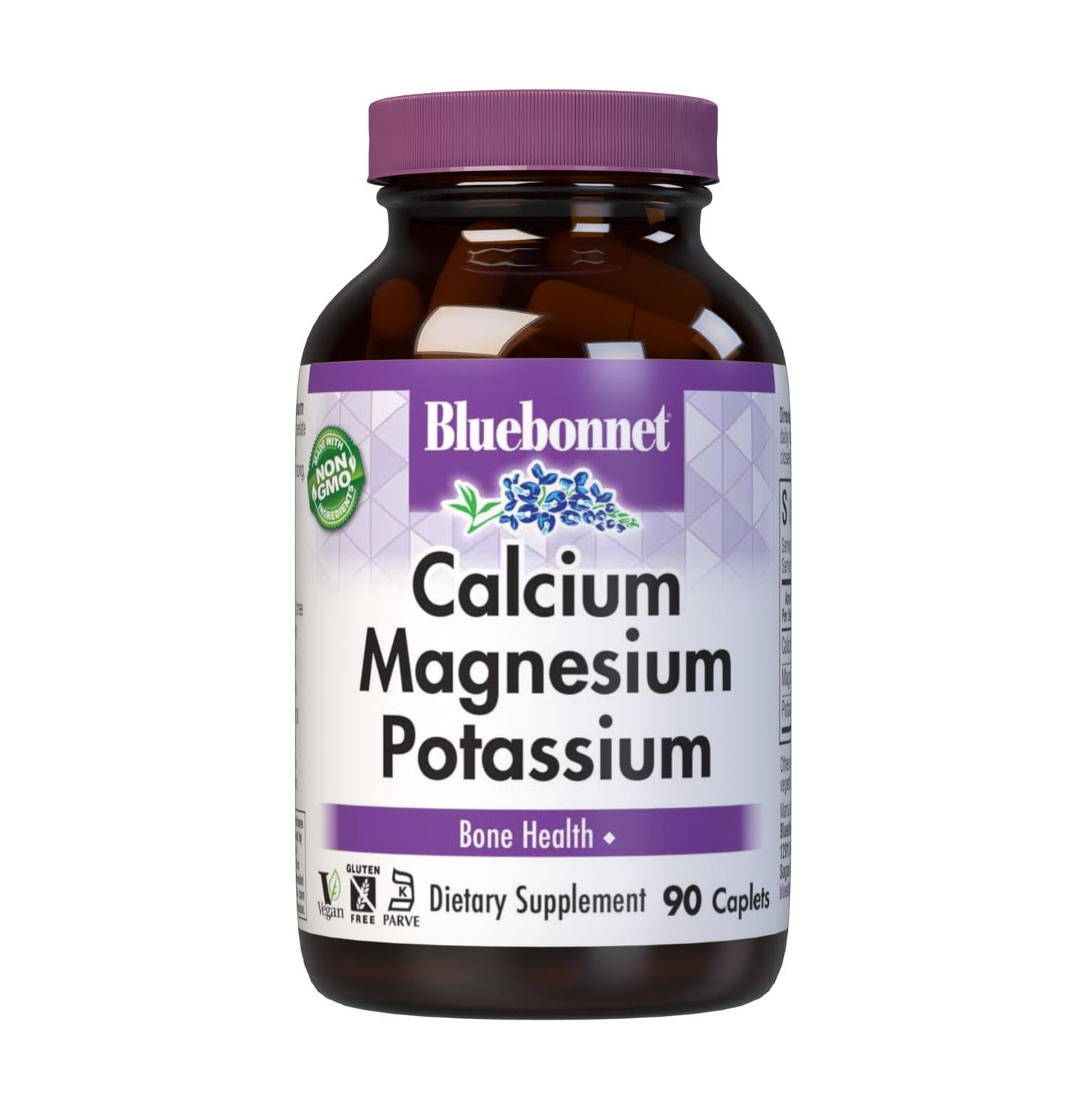 BlueBonnet Calcium Magnesium Potassium Supplement Caplets 90
