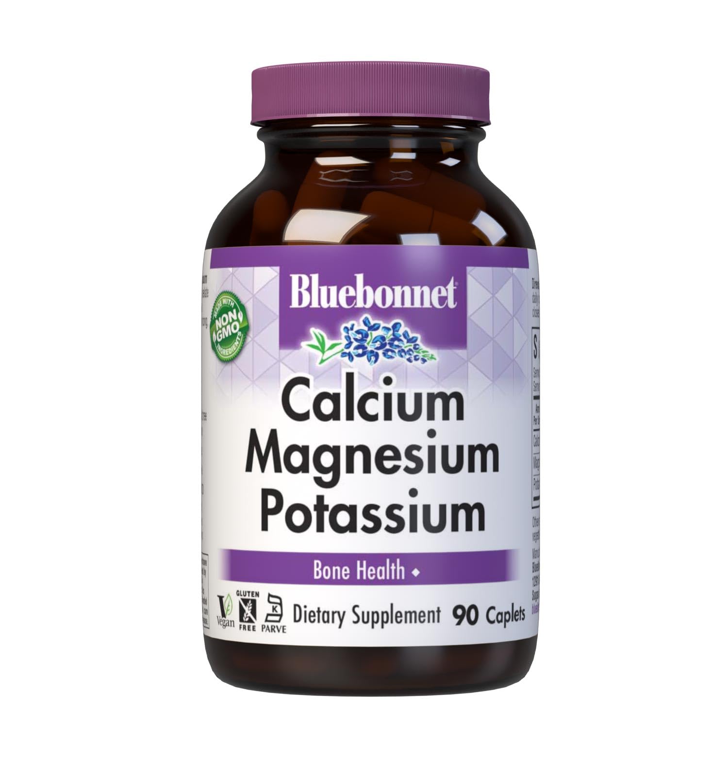 BlueBonnet Calcium Magnesium Potassium Supplement Caplets 90