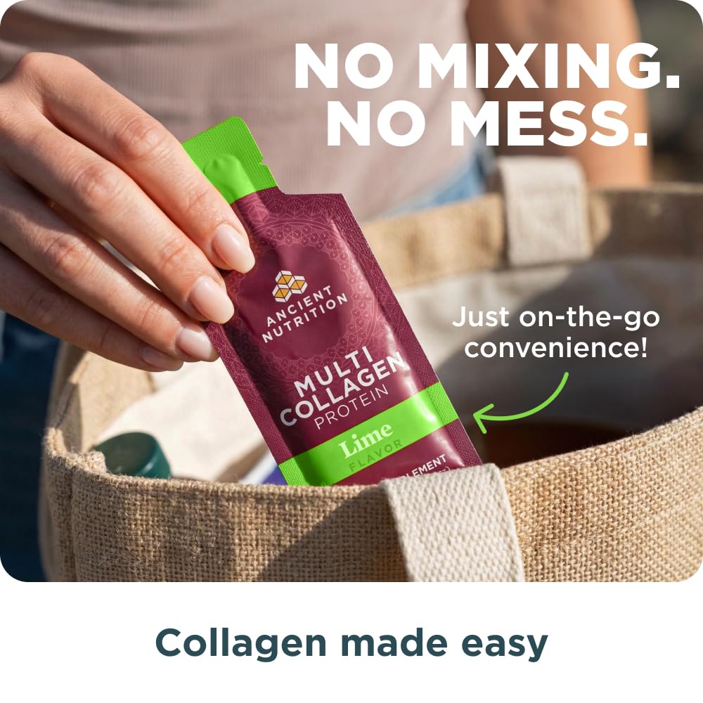 Ancient Nutrition Multi Collagen Protein Gel with Probiotics & Vitamin C, Hydrolyzed Collagen Peptides for Skin, Hair, Nails, Joints & Gut Health, Powder, 1