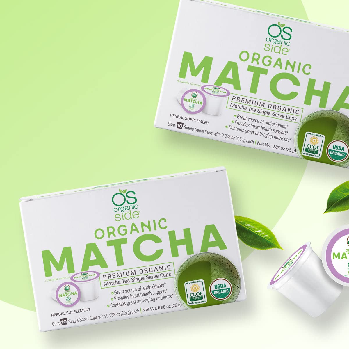 OS Organic Side Greenside Detox Herbal Tea Matcha Powder, 10 Count