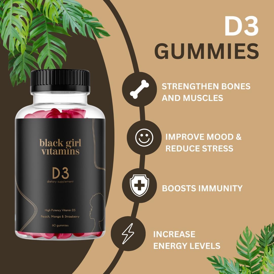 Black Girl Vitamins Vitamin D3 Gummies 120 Count