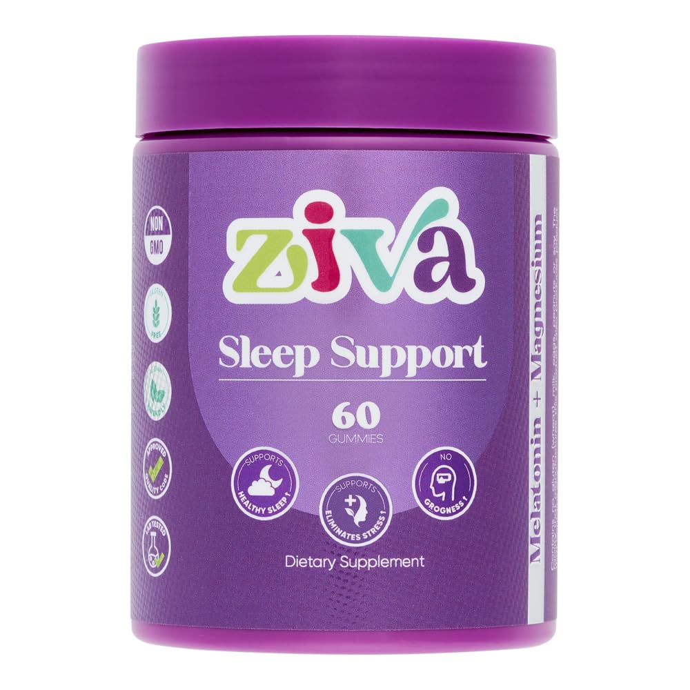 ZIVA Sleep Support Gummies – Melatonin & Magnesium Sleep Aid for Adults – Restful Sleep Formula with Natural Berry Flavor, 60 Count