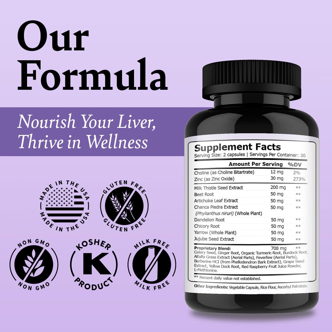 Healthy Day Supplements Liver Detox Cleanse & Repair Supports Brain Health & Digestive Enzymes 60 Capsules