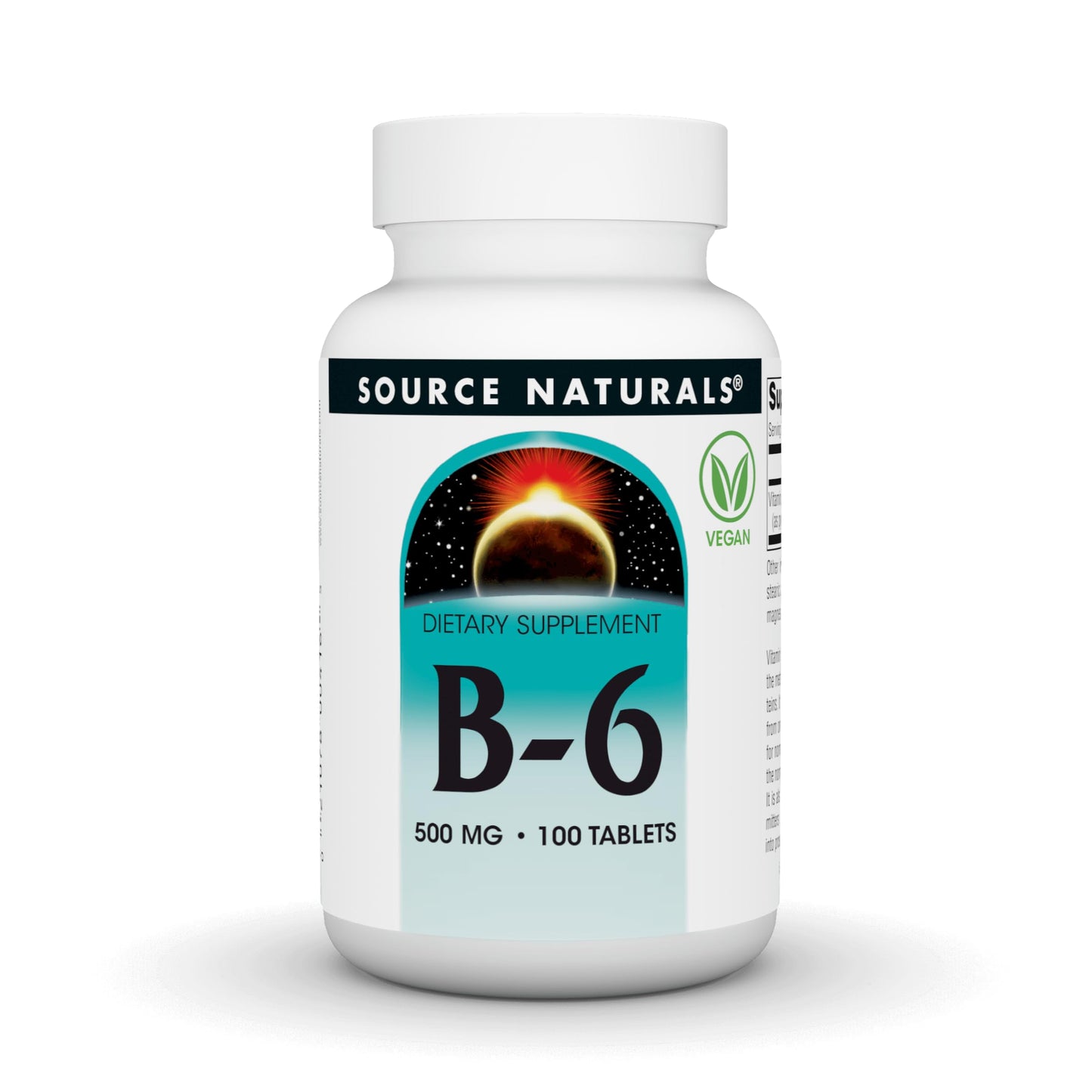 Source Naturals Vitamin B-6-500 mg Tablet, 100 Tablets