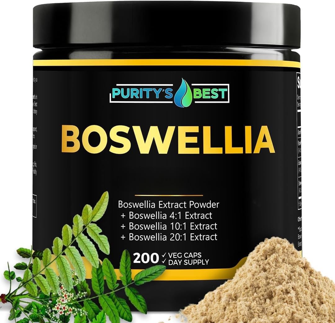 Purity`s Best Boswellia Serrata 4X + 10x + 20x Extract Immune Support and Muscle Relief Capsule, 200 Count