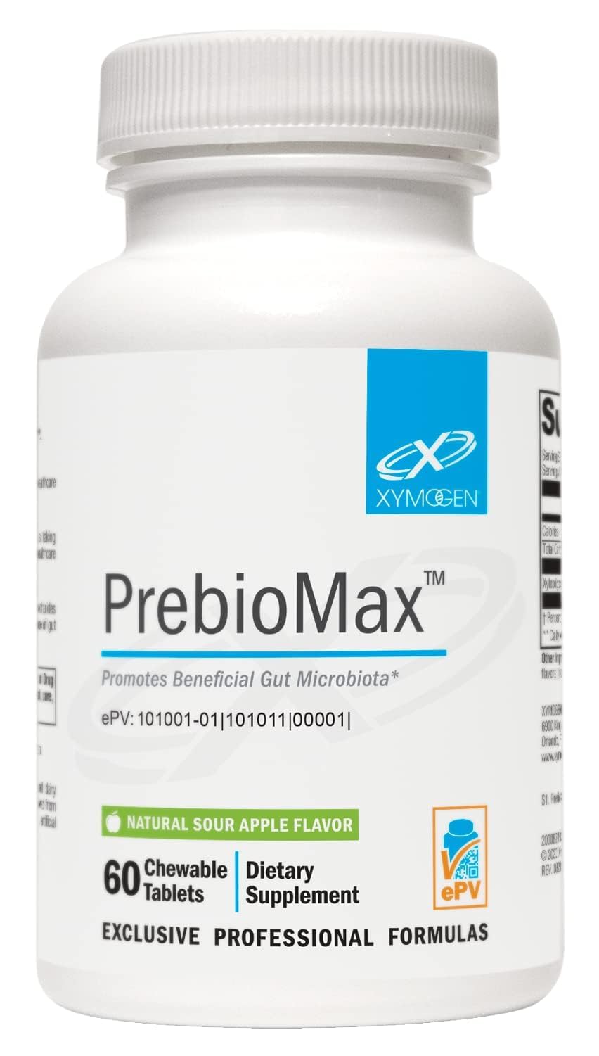XYMOGEN PrebioMax Xylooligosaccharide Prebiotic Fiber Digestive & Microbiome Support Natural Sour Apple, 60 Tablets