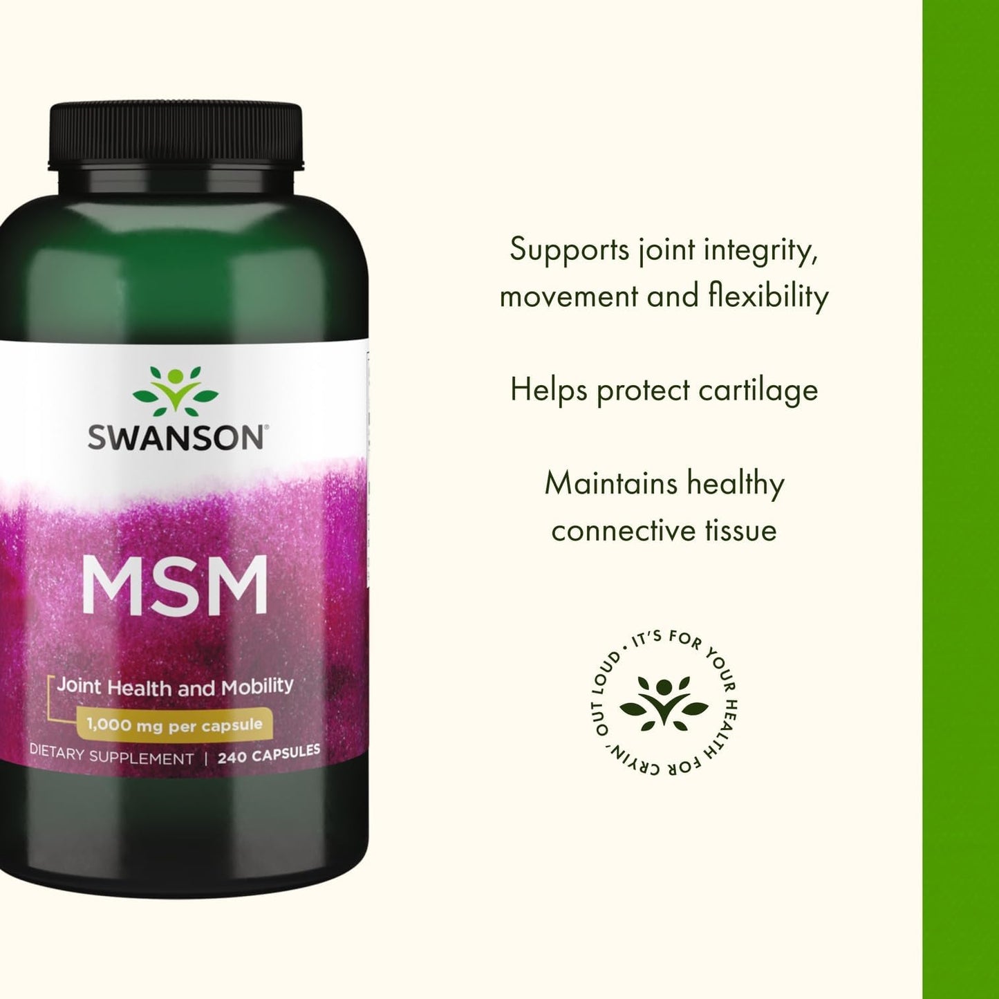 Swanson MSM Joint Health Supplement 960 Capsules
