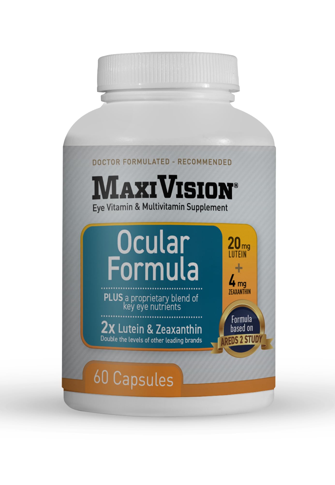 MaxiVision Ocular Formula - AREDS2 - Eye Vitamins & Multivitamin - Lutein and Zeaxanthin, 60 Capsules