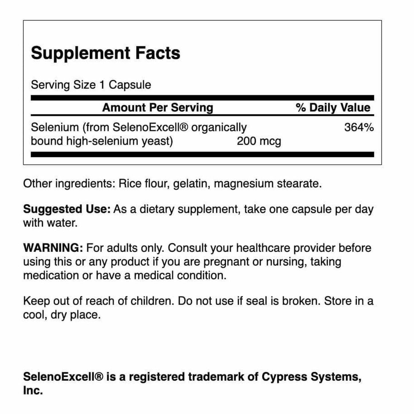 Swanson Selenoexcell Selenium 200 mcg Capsules, 120 Count