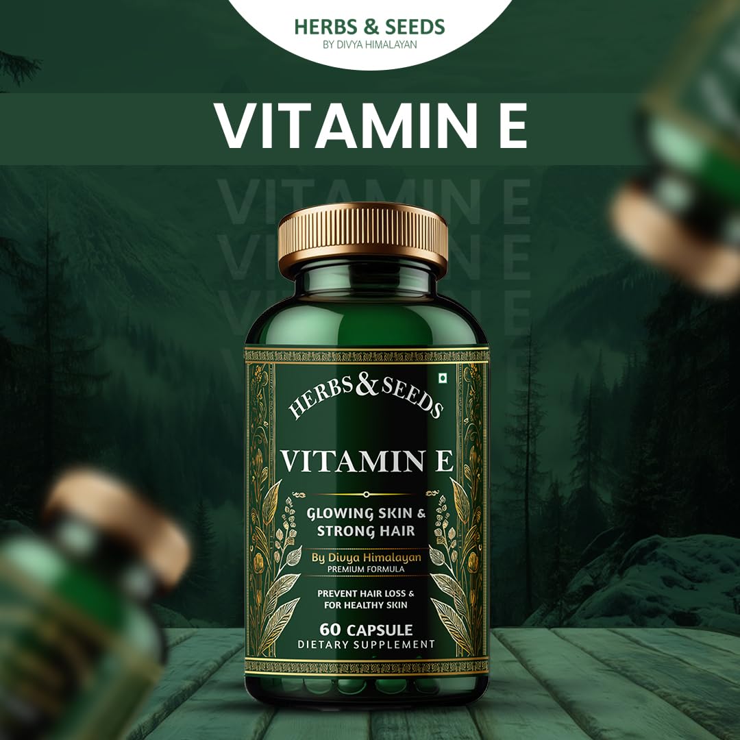HERBS & SEEDS Vitamin E 600mg (D-Alpha-Tocopherol) Supplement, 90 Capsules
