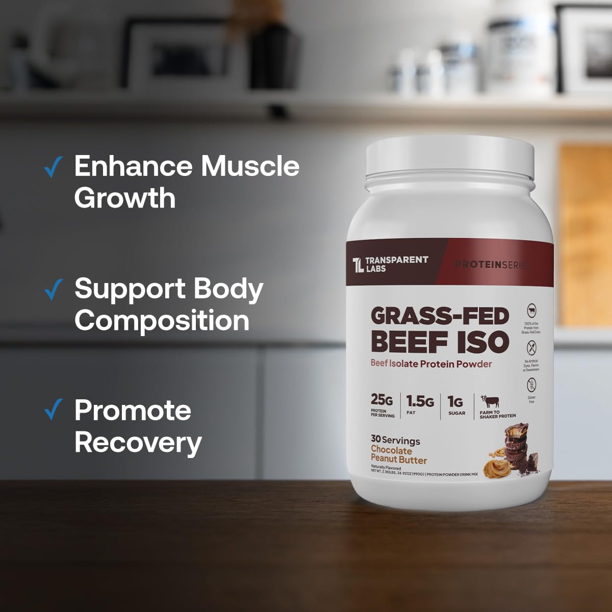 Transparent Labs Grass-Fed Beef Isolate Protein Powder, 30 Servings