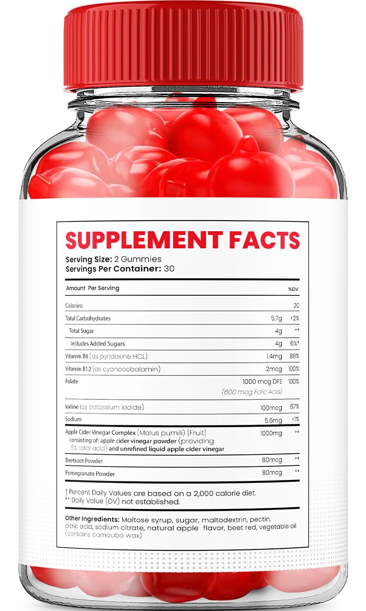 Indelo Vital Surge Gummies ACV Advanced Apple Cider Vinegar 1000mg Vitamin B12, 180 Gummies