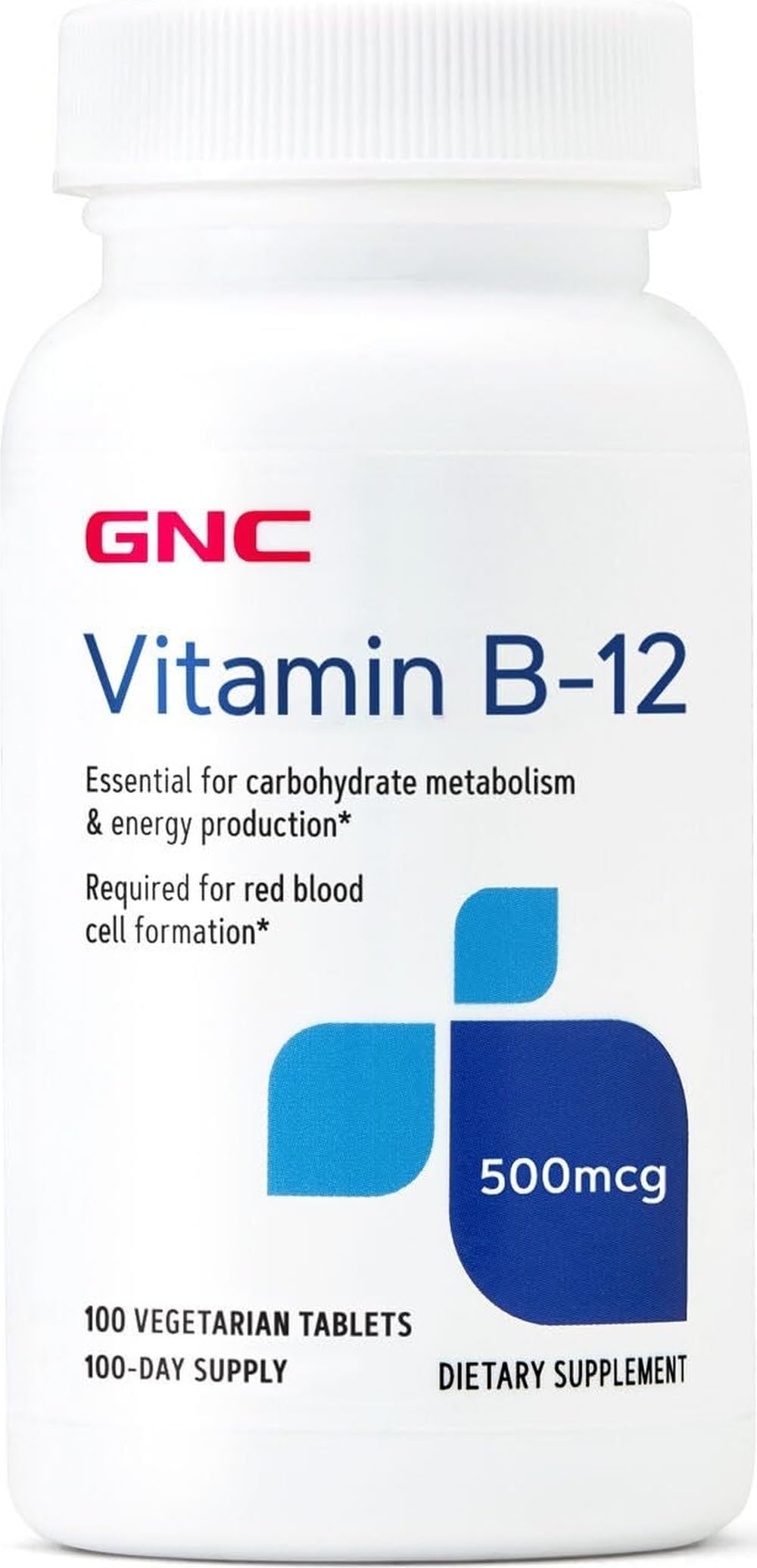 GNC Vitamin B-12 500mcg, Supports Energy Production, 100 Tablets