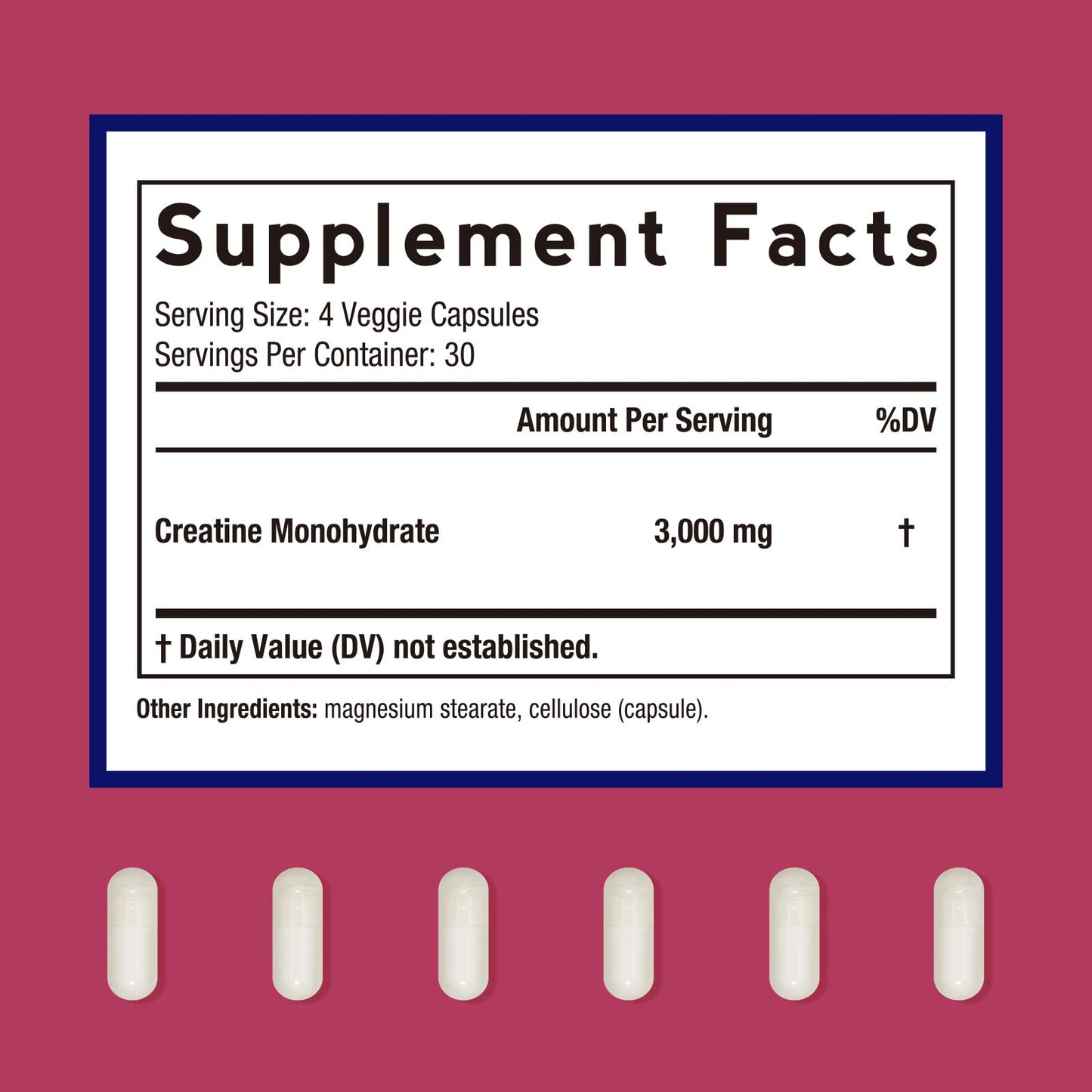Doctor's Recipes Creatine Monohydrate 3000 mg Per Serving, Micronized Creatine Capsules, 120 Capsules