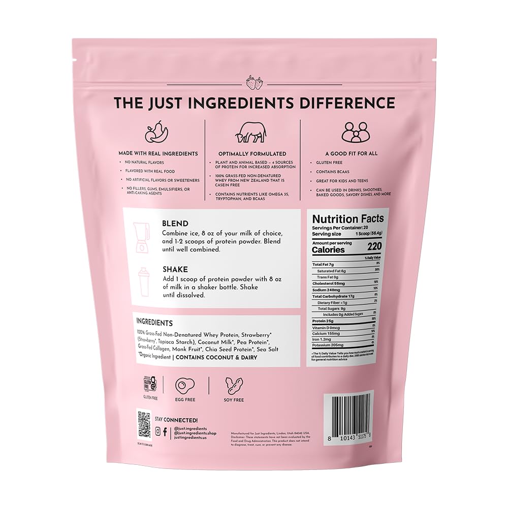 JUST INGREDIENTS Strawberries and Cream Protein Powder (39.7)